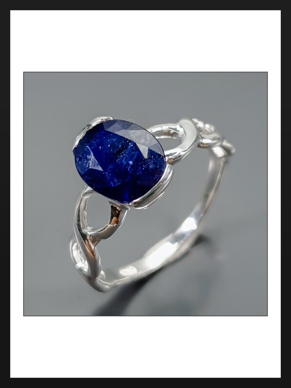 RING Blue Sapphire Ring 925 Sterling Silver Size 8